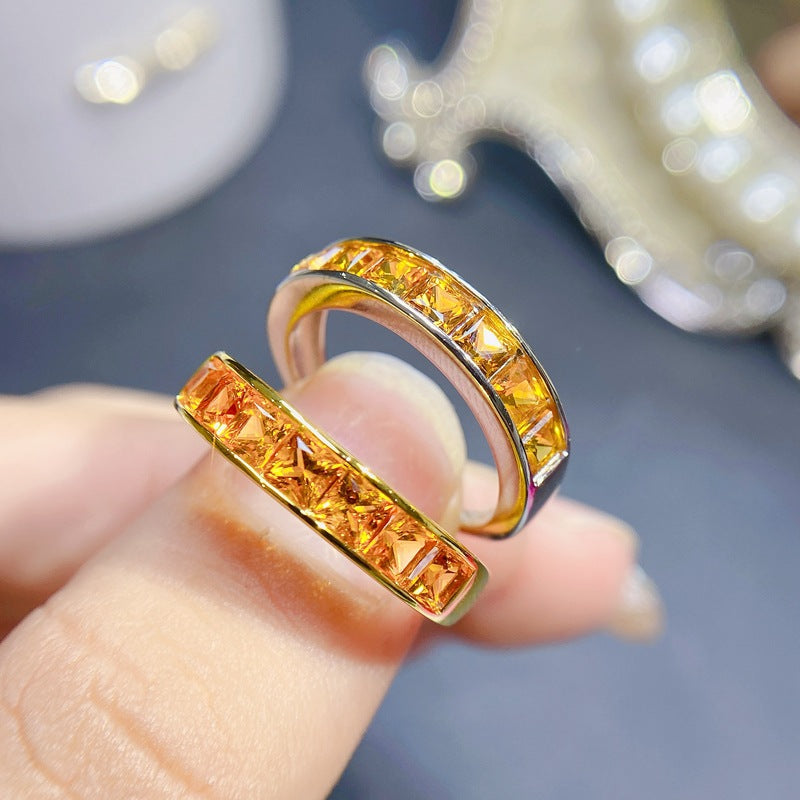S925 Simple Natural Citrine Ring