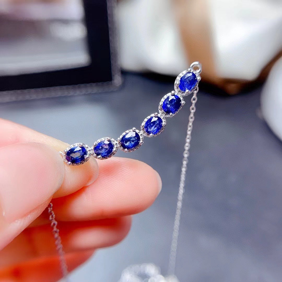 S925 Natural Sapphire Necklace Chain