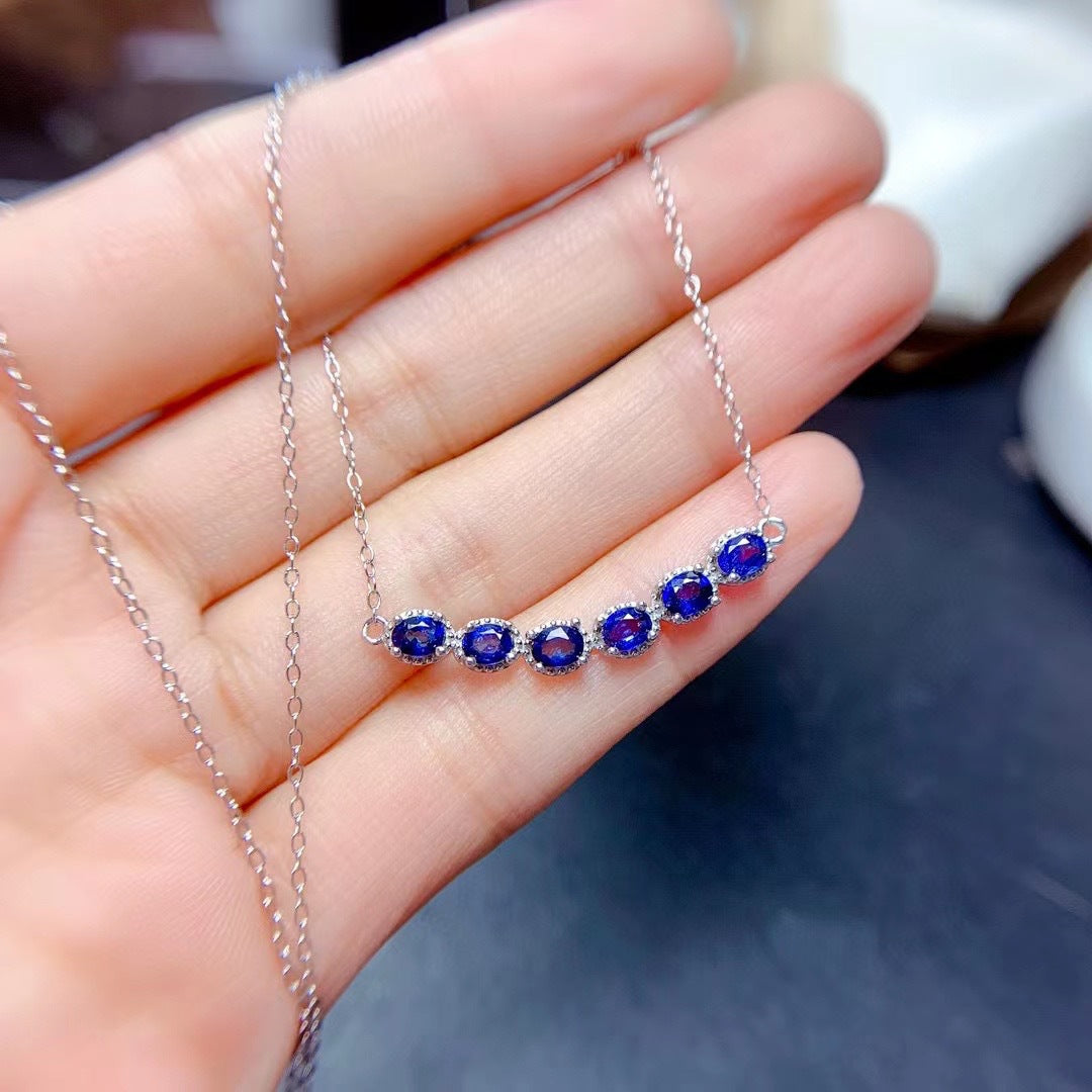 S925 Natural Sapphire Necklace Chain