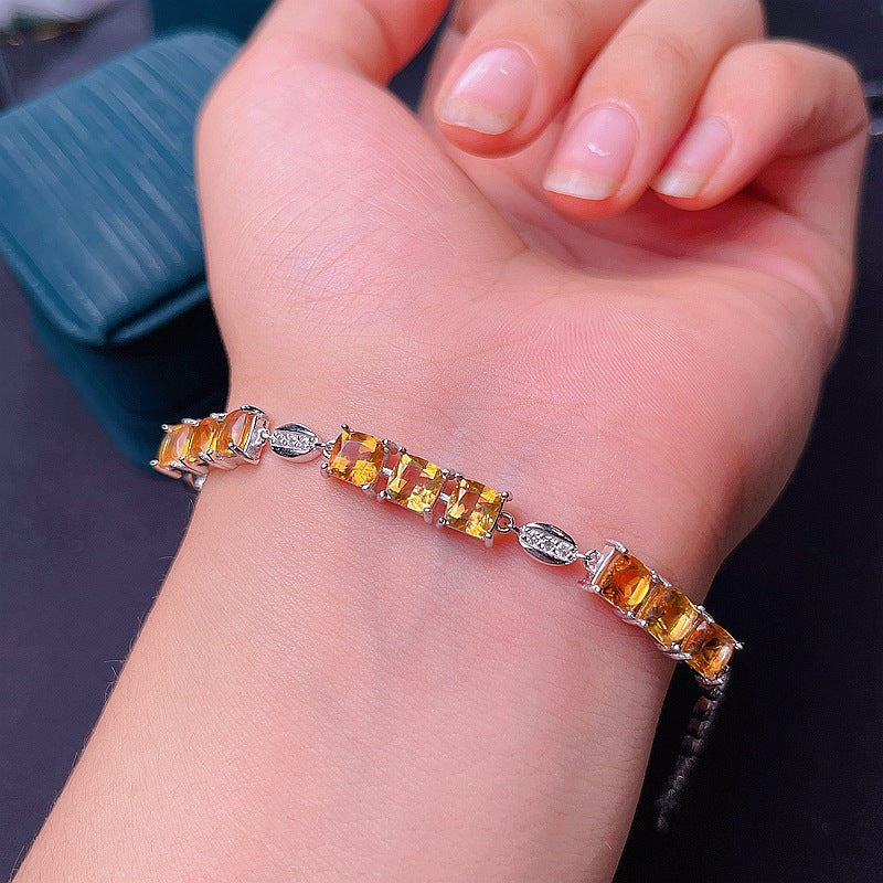 S925 Citrine Women's Bracelet