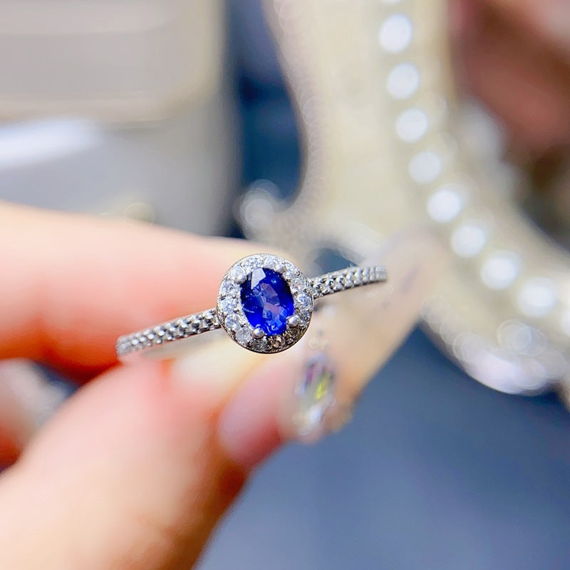 S925 Natural Sapphire Women's Live Ring