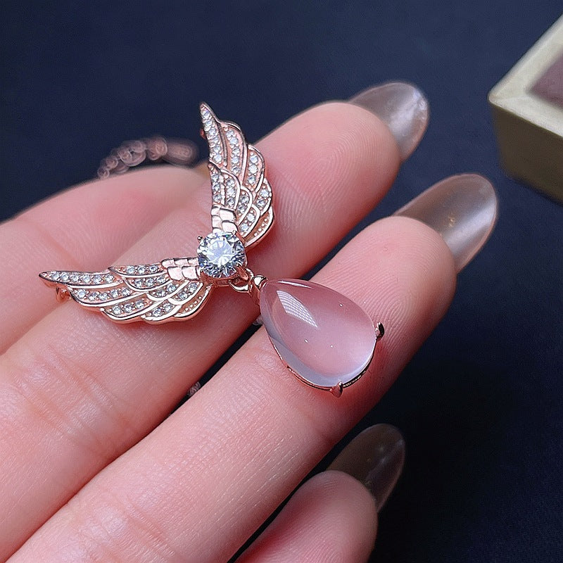 S925 Natural Pink Crystal Pendant