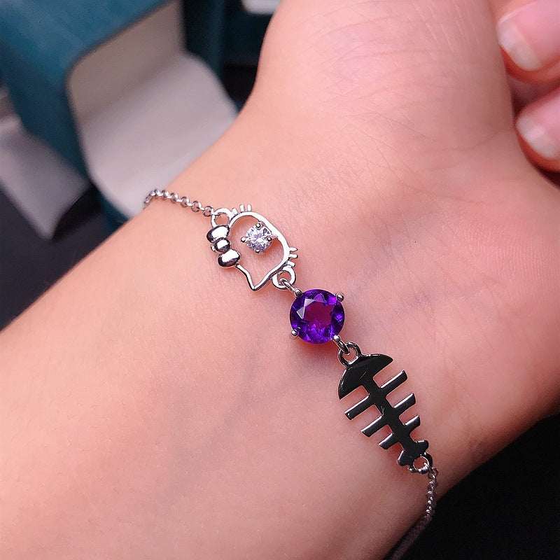 S925 New Bracelet 925 Silver with Amethysts