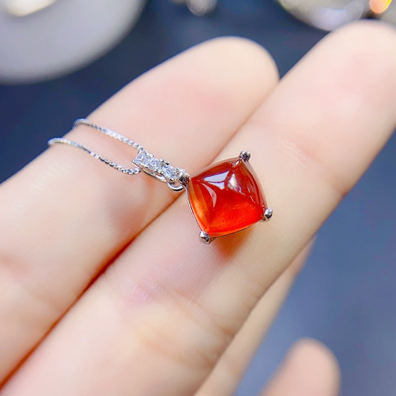 S925 Natural Tantalum Garnet Pendant