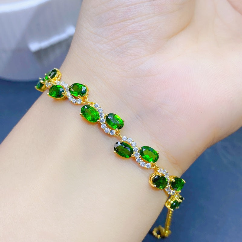 S925 Small Fresh Natural Tourmaline Bracelet