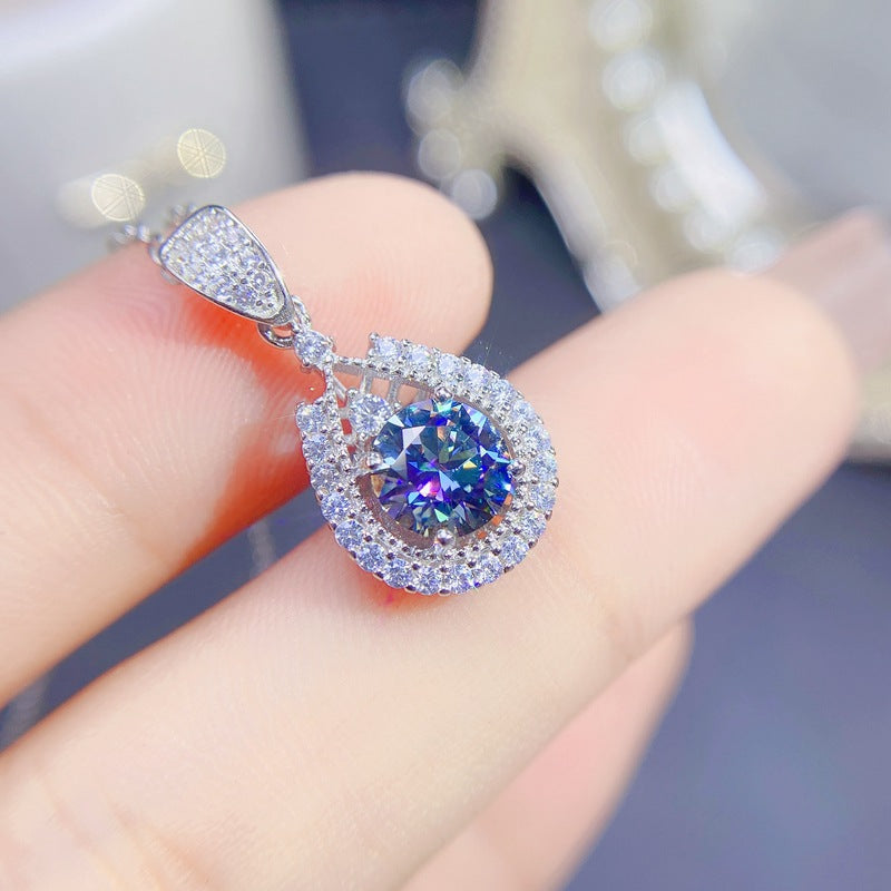 S925 Colorful Moissan Diamond Pendant Misang GRA Certificate Waist Size 1 Carat