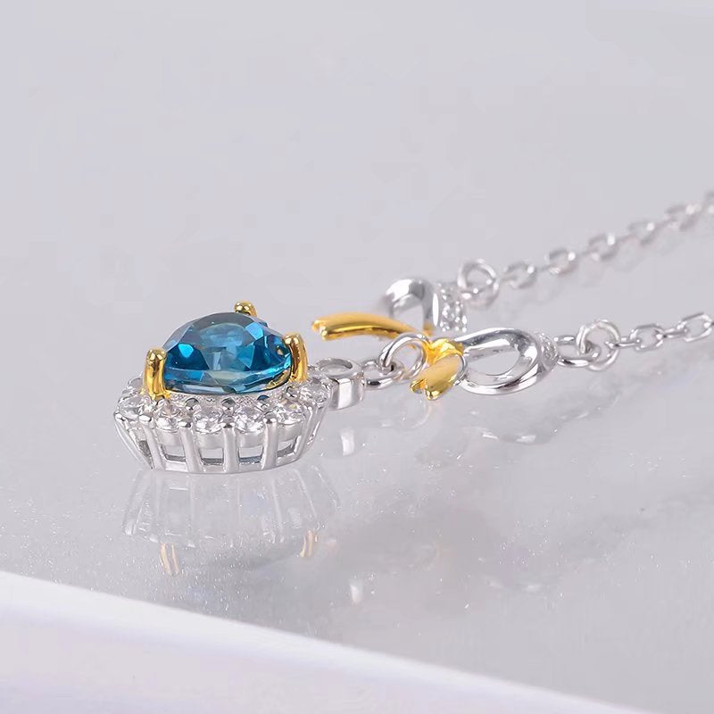 S925 Natural London Blue Chain Pendant