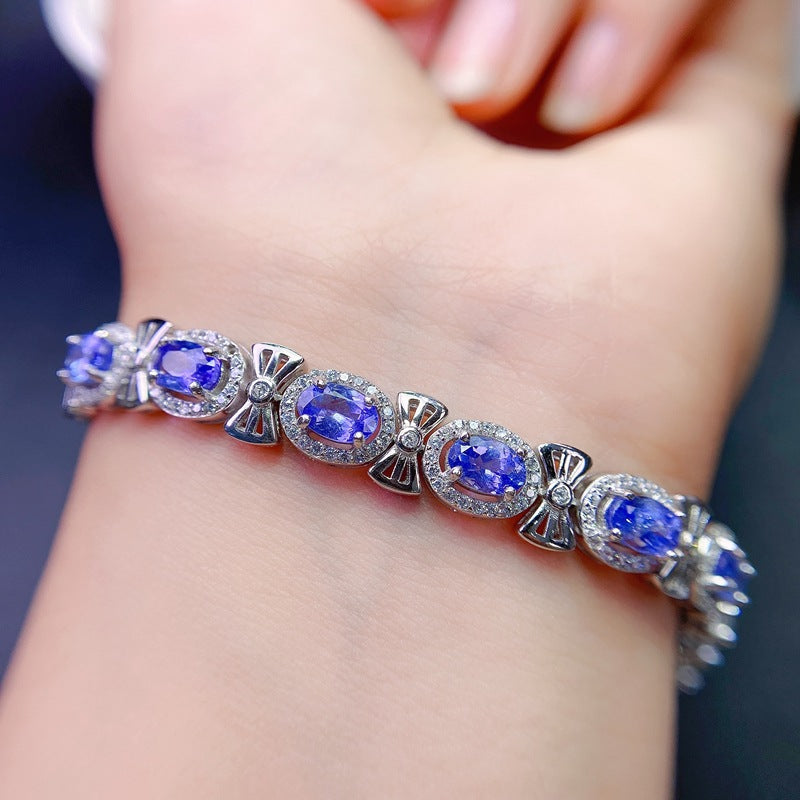 S925 top quality natural tanzanite bracelet