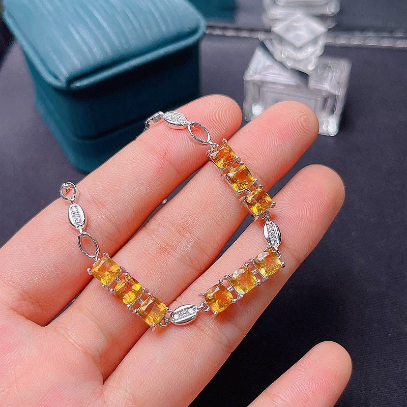 S925 Citrine Women's Bracelet