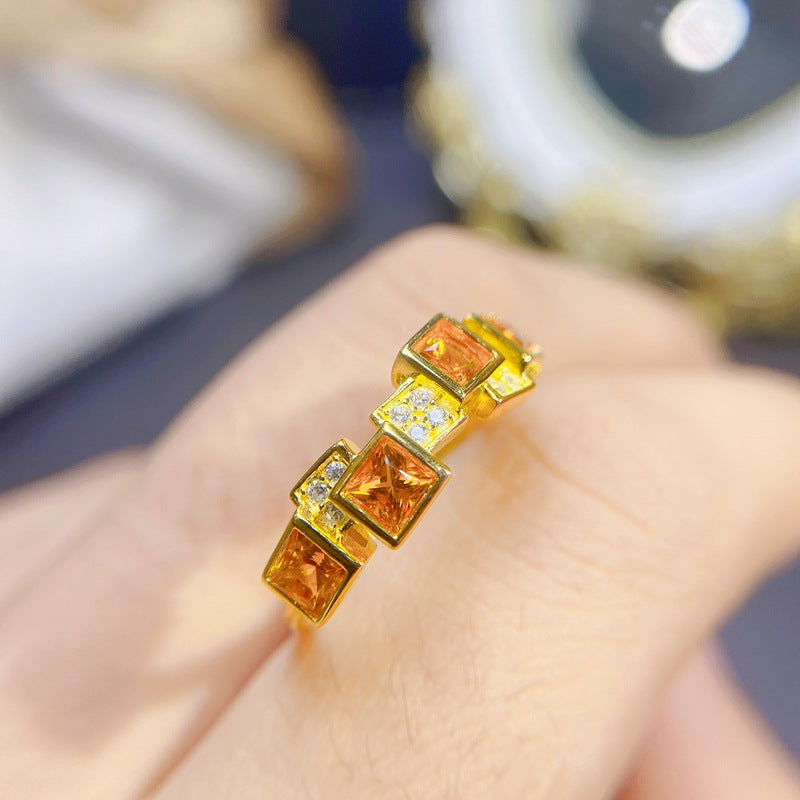 S925 Natural Citrine Ring