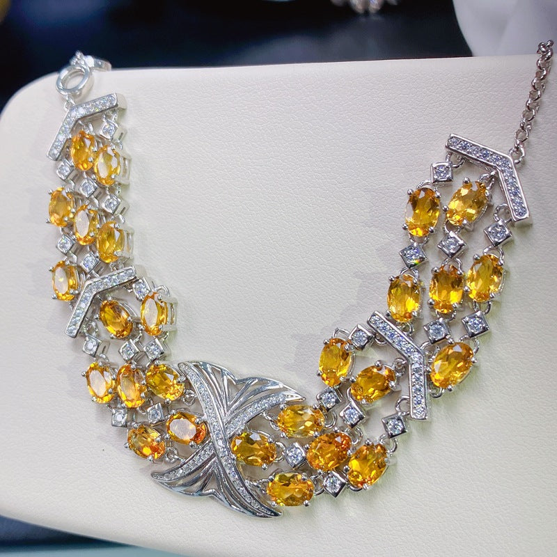 S925 Luxury Citrine Women's Bracelet Light Luxury High Feeling