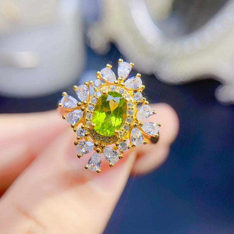 S925 Natural Peridot 5*7mm Peridot Set