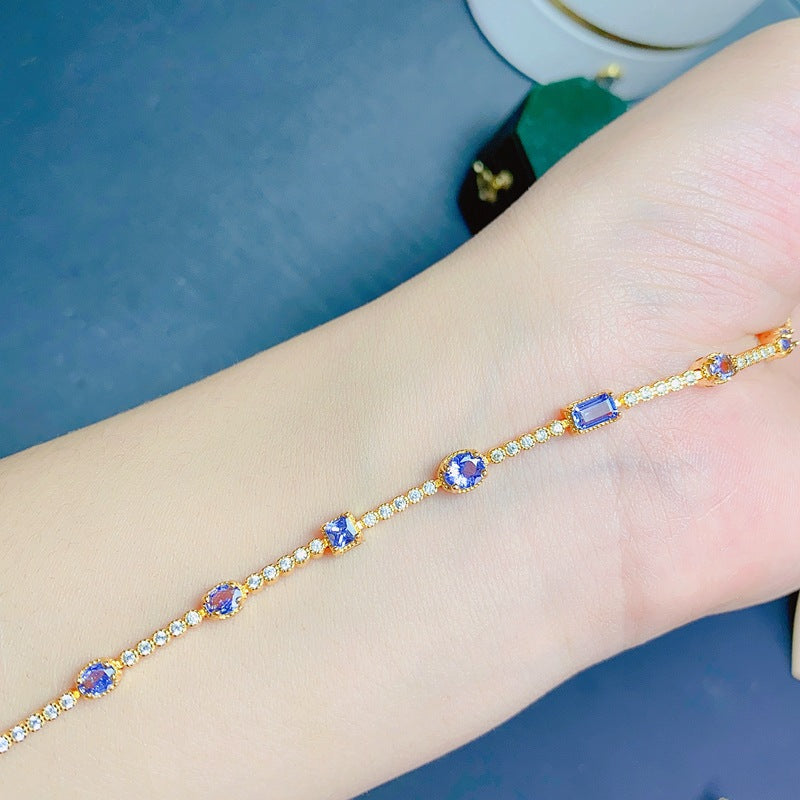S925 Simple Fashion Natural Tanzanite Bracelet