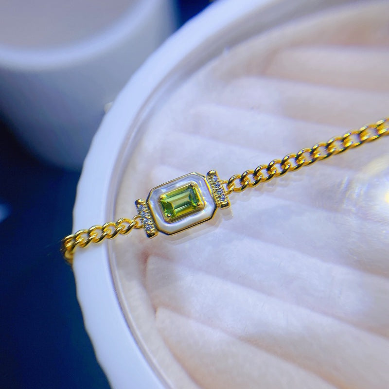 S925 Natural Peridot Bracelet