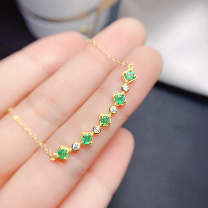 S925 Fashion Natural Emerald Evening Necklace