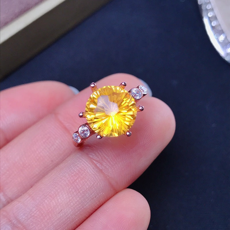 S925 Firework Citrine Ring