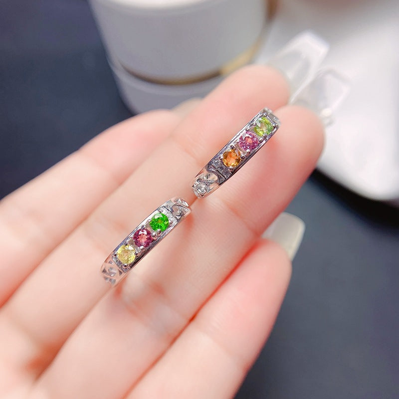 S925 Silver with Natural Tourmaline Ring