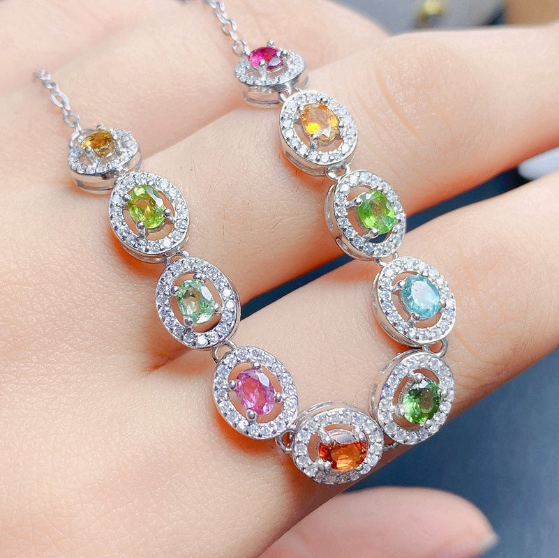 S925 Natural Pink Tourmaline Bracelet