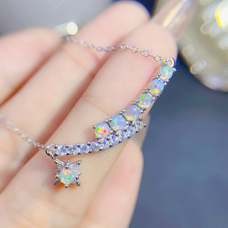 S925 Natural Colorful Opal Necklace