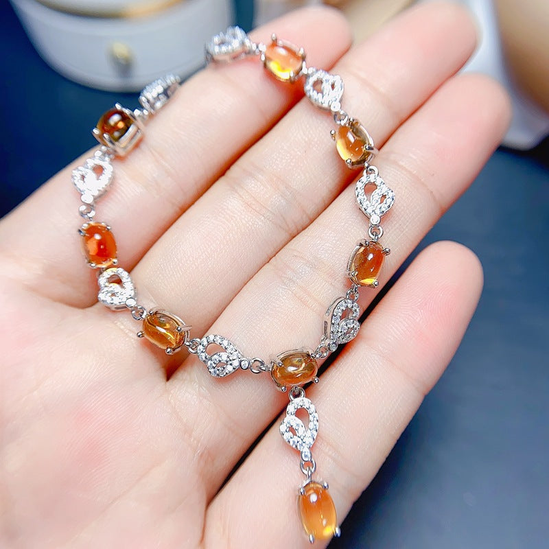 S925 natural citrine necklace 5*7mm necklace dress evening gift necklace