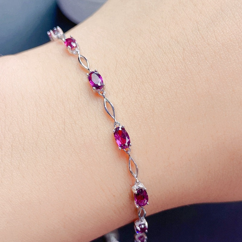 S925 Simple Magnesia Garnet Bracelet