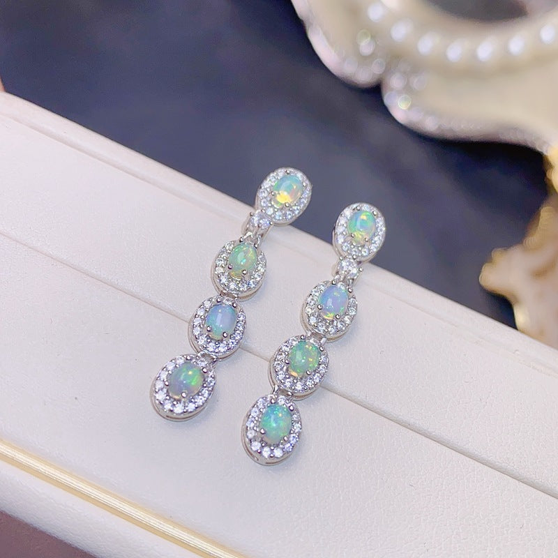 S925 Luxury Natural Opal Earrings