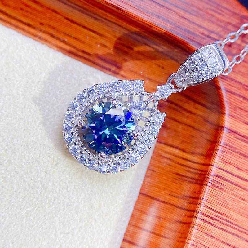 S925 Colorful Moissan Diamond Pendant Misang GRA Certificate Waist Size 1 Carat