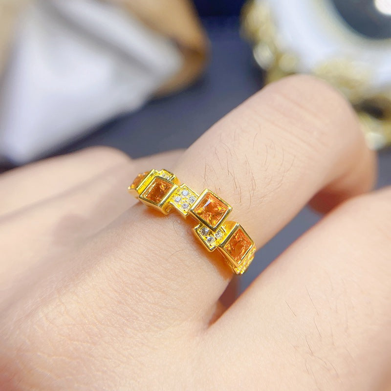 S925 Natural Citrine Ring
