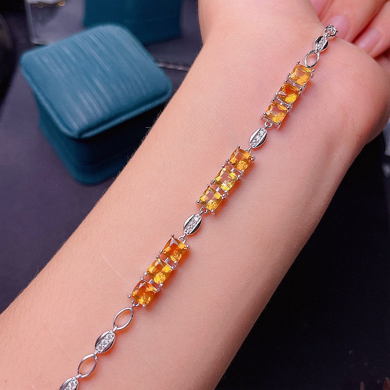 S925 Citrine Women's Bracelet