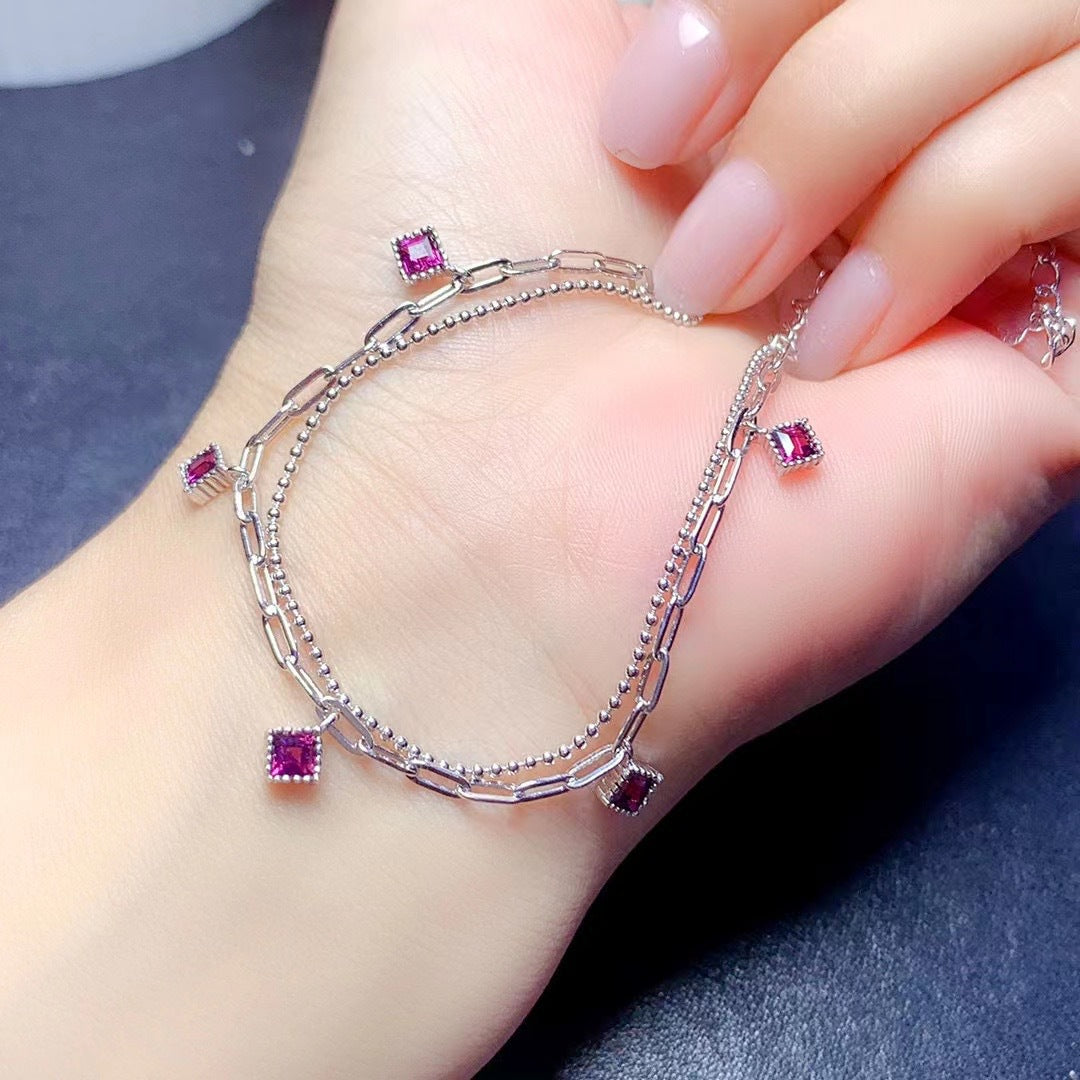 S925 Natural Magnesia Aluminum Garnet Bracelet