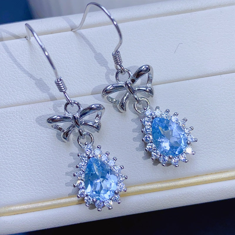 S925 light luxury natural topaz stud earrings earrings