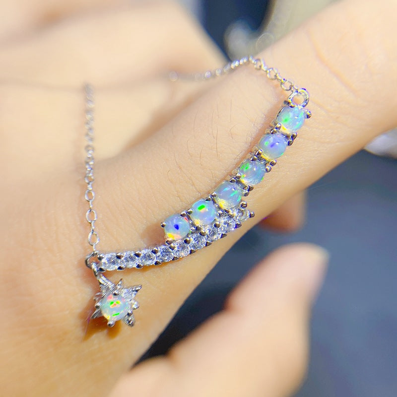 S925 Natural Colorful Opal Necklace