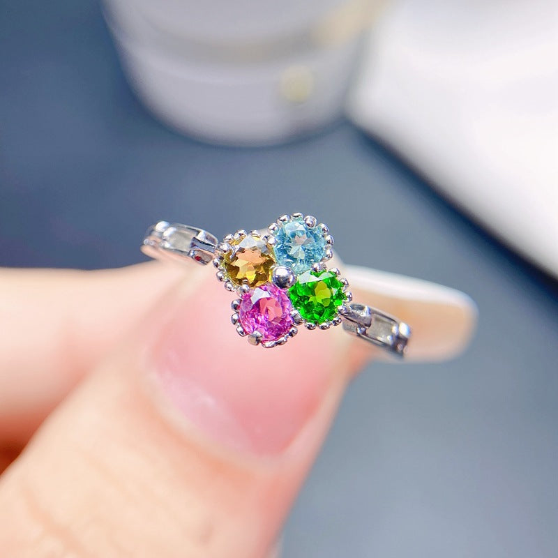 S925 Natural Tourmaline Women's Ring Style Simple