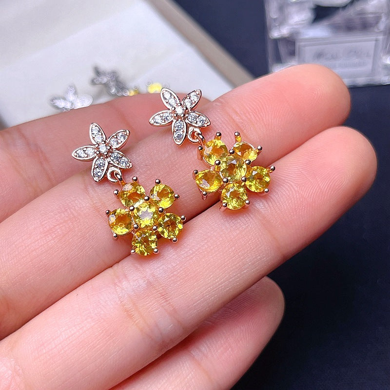 S925 new on new fireworks citrine earrings