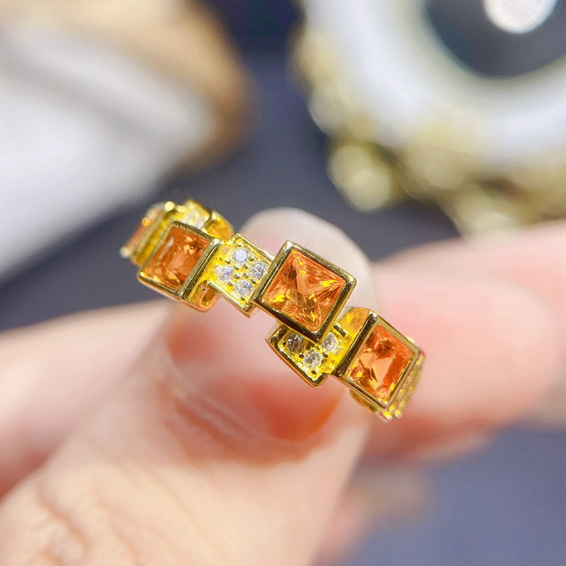 S925 Natural Citrine Ring