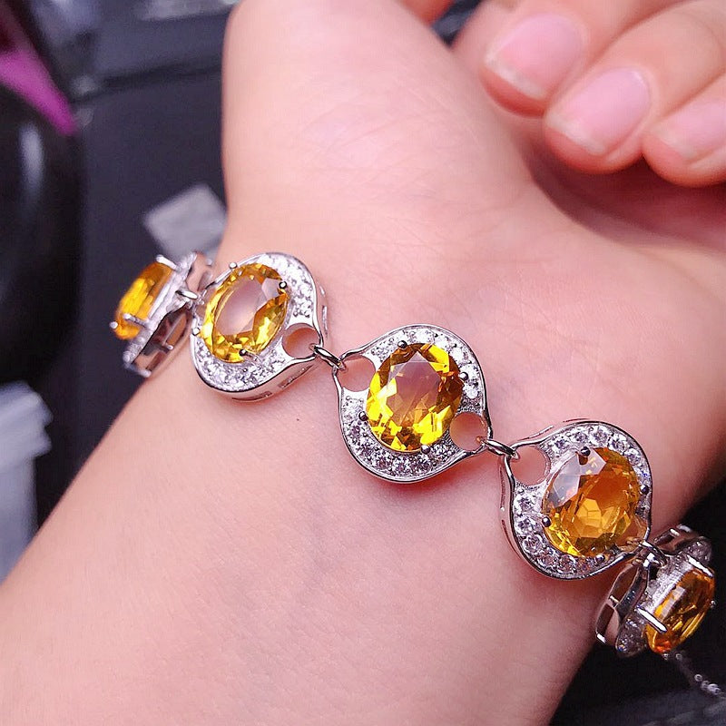 S925 Citrine Women's Bracelet