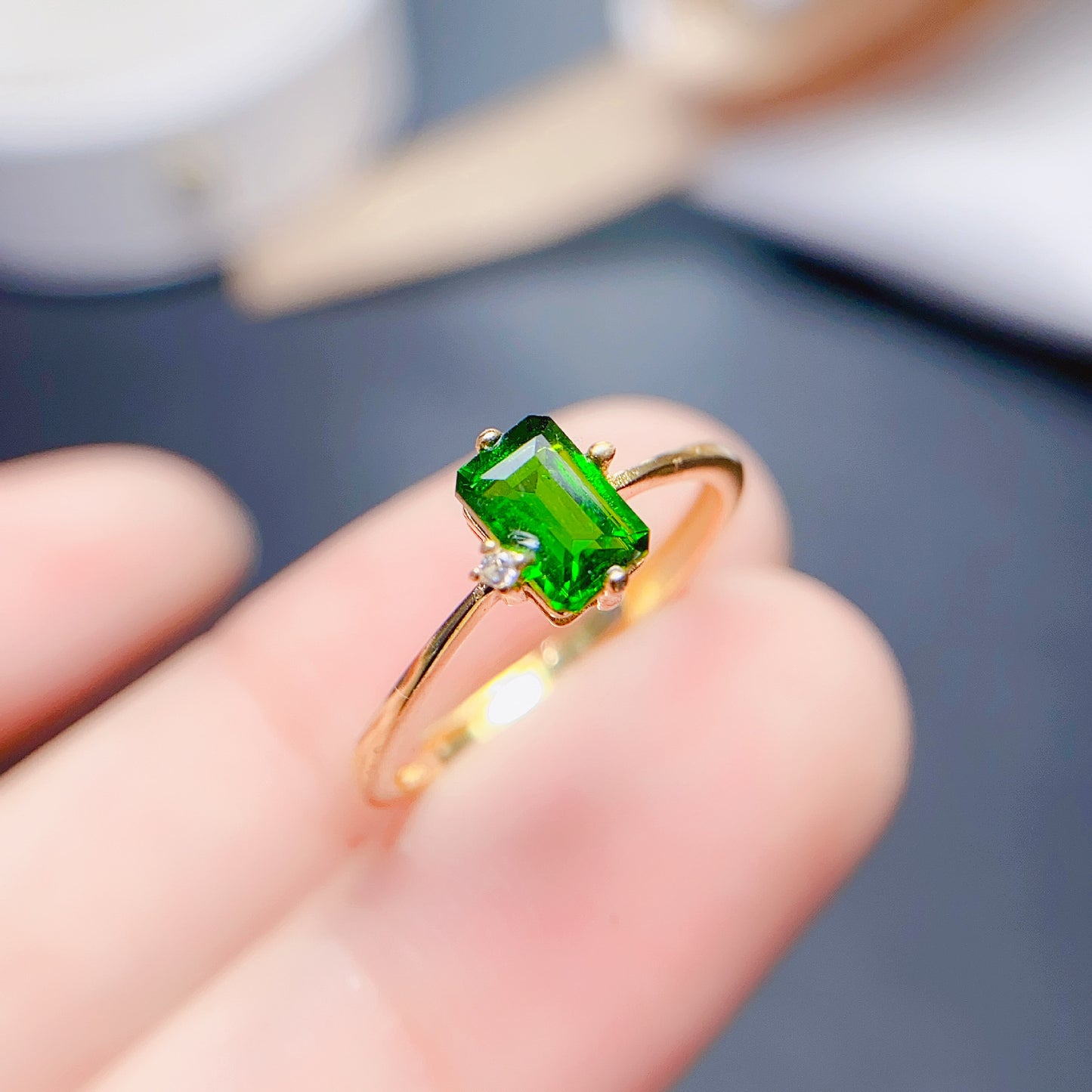 S925 Natural Peridot Tourmaline Topaz Garnet Ring