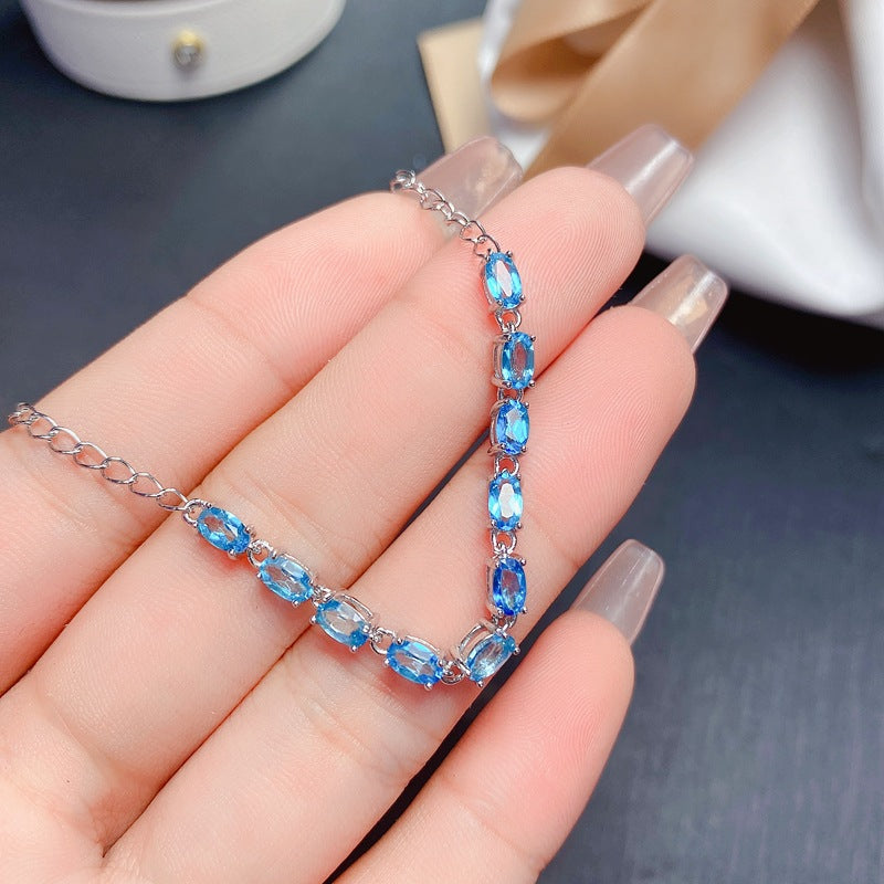 S925 Natural Topaz Bracelet