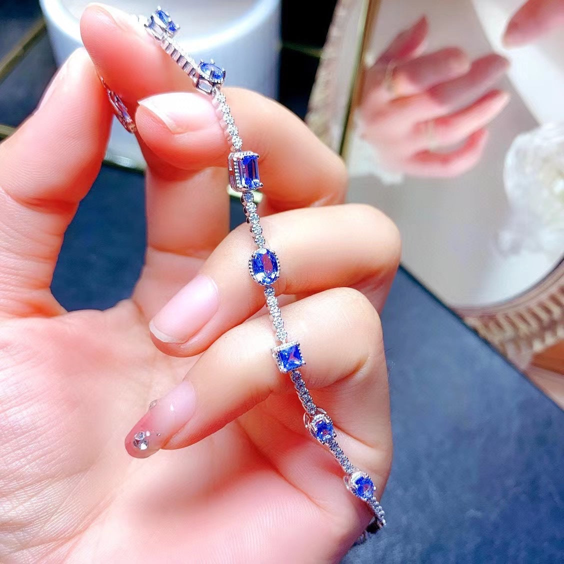 S925 Simple Natural Tanzanite Bracelet