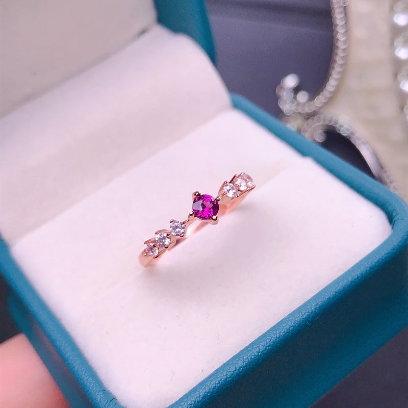 S925 Garnet Adjustable Ring