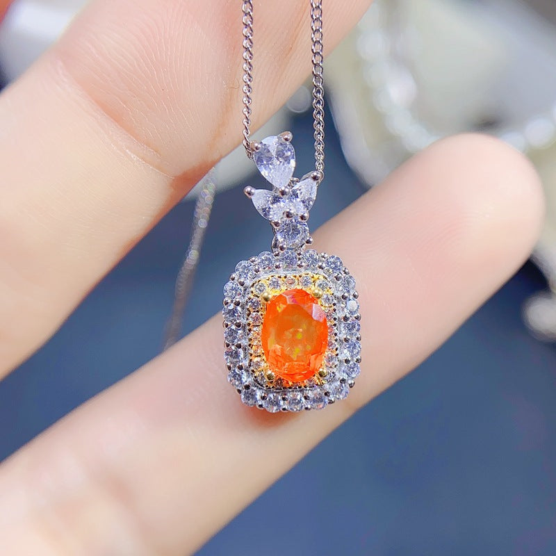 S925 Fashion Natural Fire Opal Pendant