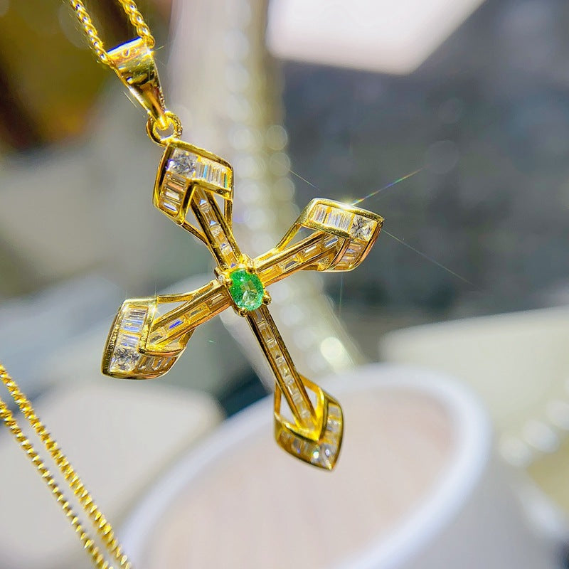 S925 Fashion Natural Emerald Pendant