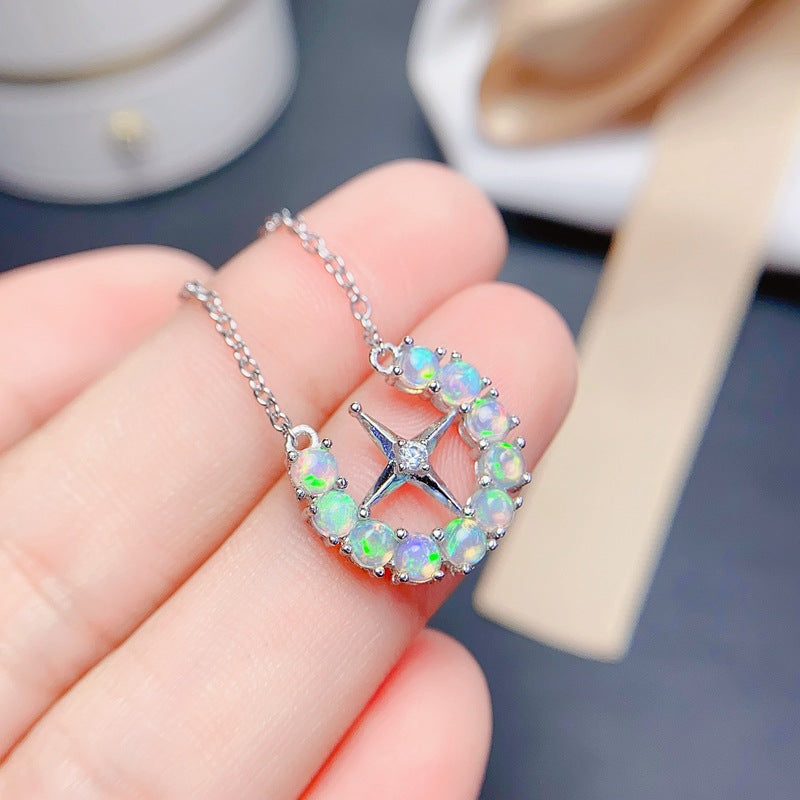 S925 Natural Opal Necklace 3*3mm Necklace