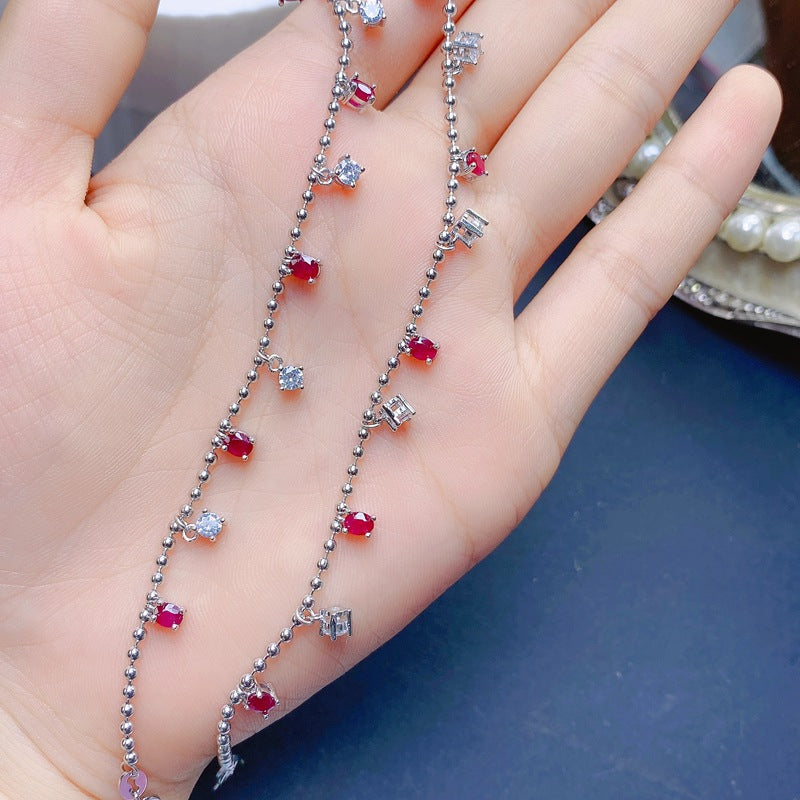 S925 Natural Pink Tourmaline Bracelet
