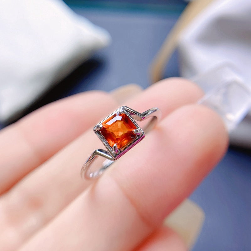 S925 Natural Fanta Garnet Ring
