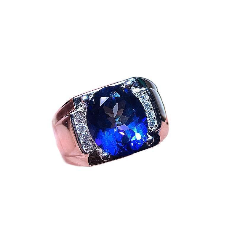 S925 Silver with Natural Tanzanite Blue Topaz Ring