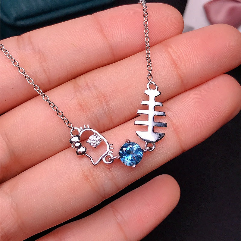 S925 Natural Swiss Blue Topaz Bracelet