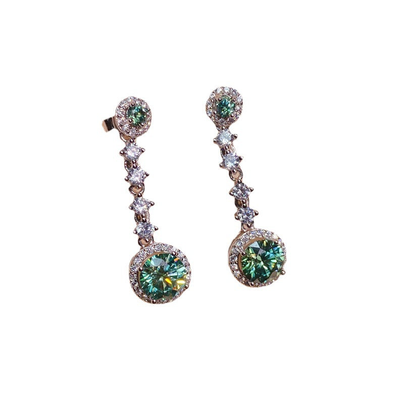 S925 American imported moissanite diamond earrings 1 carat fire color flashing