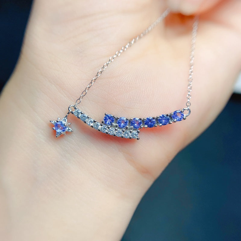 S925 Small Fresh Fashion Natural Tanzanite Evening Gift Necklace