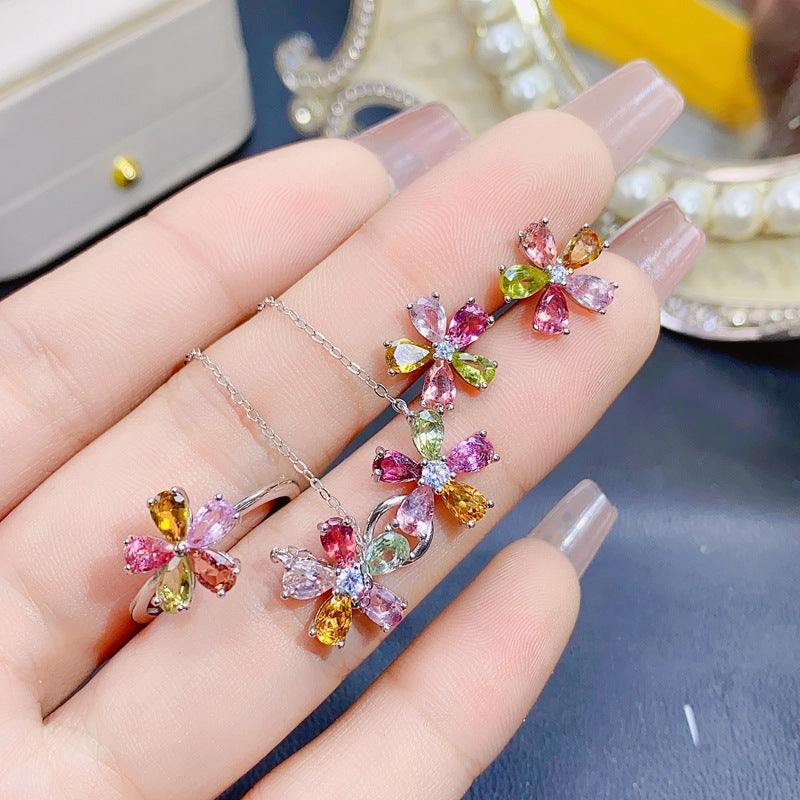 S925 Natural Candy Tourmaline Set